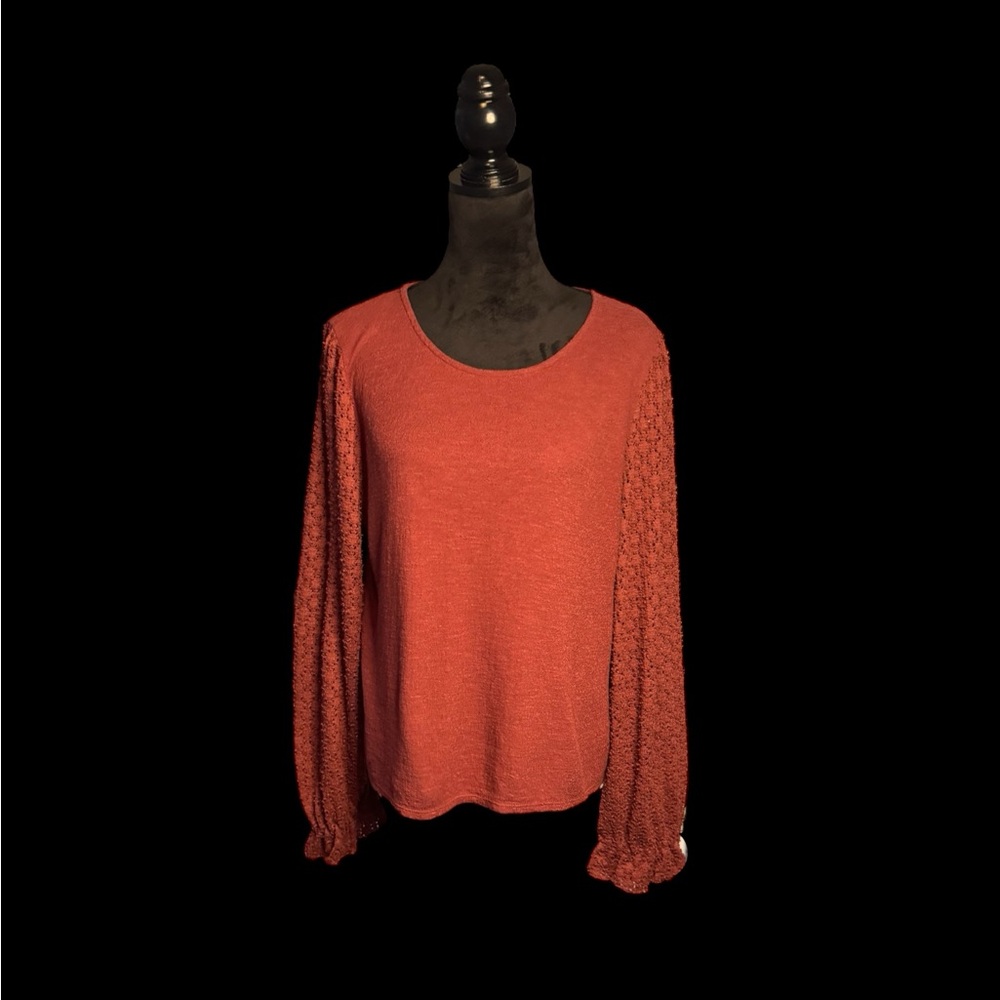 Madewell Rust Orange Long-Sleeve Textured Knit Top